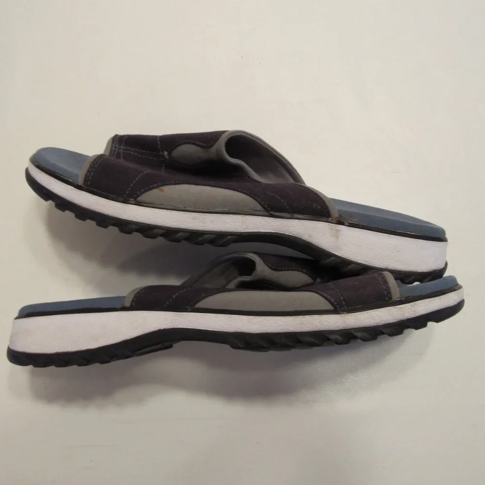 Clarks Navy Blue Slip On Sueded Canvas Sandals Size 8M